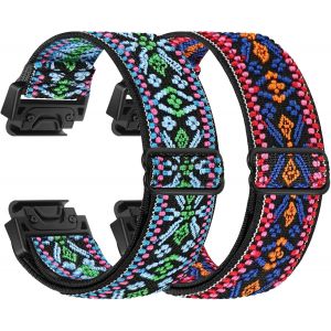 Lot De 2 Bracelets De Montre Élastiques Pour Garmin Fenix 8 43 Mm/Epix Pro 42 Mm, Fenix 7S/6S/5S/Instinct 2S/D2 Delta S, Quickfit 20 Mm, Bracelets De Montre De Sport En Nylon Pour Homme Et Femme - Neuf