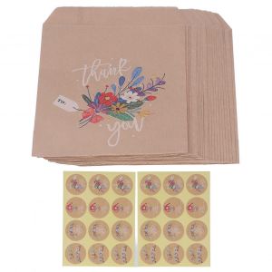 48pcs De Sacs Cadeaux En Papier Kraft Avec 4 Feuilles Autocollants Motif De Dessin Anim&eacute; Sacs En Papier Brun Kraft Polyvalents Pour La F&ecirc;te De Vacances - Neuf