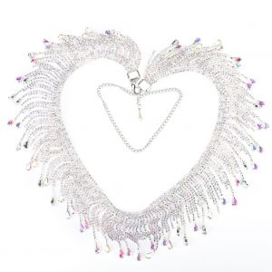 Chaine De Danse Du Ventre En Strass De 103 Cm, Accessoires Pour Vetements (Couleur Argent Ab 8,5 Cm) - Neuf