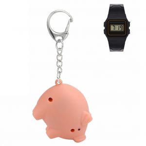 Porte-Cles Avec Pendentif Lumineux Led En Forme De Cochon De Dessin Anime - Neuf