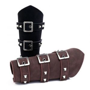 Punk Hip Hop 1pc Cosplay Cuir Armure Bras Viking Bracelets Pirate Chevalier Gauntlet Bracelet Bracer Accessoires Nouveau Bracelet Homme - Neuf