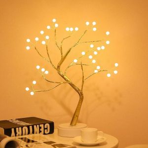 KAL-Lampe De Branche D'Arbre De Chaîne De Cuivre Étoilé Led À Piles Ou Alimentation Usb Lumière De Chevet À Fil Chaud Avec Interrupteur Tactile Pour La Décoration De La Maison - Neuf