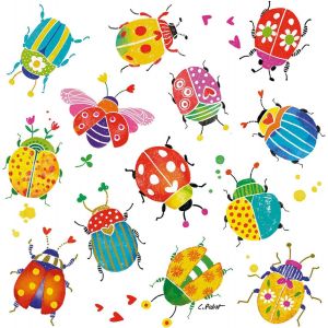 Kal-Lot De 20 Serviettes En Papier Avec Motifs Animaux Coccinelles Colorées Avec Motif Coccinelle Colorée Serviettes En Papier À Motif. Convient Également Pour Le Découpage Et La Technique Des Servie - Neuf