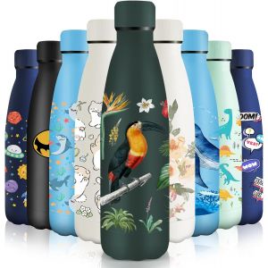 Gjfty-Gourde Isotherme, Acier Inoxydable 18/8, Bouteille Isotherme, 500ml Sans Bpa, Gourde Inox Enfant, Étanche Double Isolation, Bouteille Inox Pour Le Camping, Les Écoles, Les Gymnases - Neuf