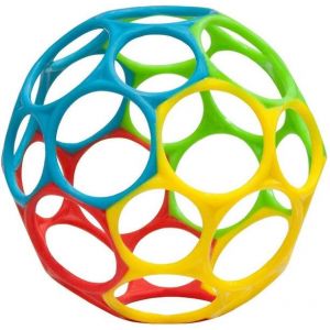 Balle amusante Oball - 10 cm, couleurs assorties, sans danger pour les b&eacute;b&eacute;s et les tout-petits, flexible, pr&eacute;hensible, lavable au lave-vaisselle, parfaite pour jouer - Neuf