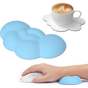 Cloud Souris Repose-Poignet Avec Dessous De Verre, Ergonomique, Trous De Massage Pour Soulager La Douleur, Support De Poignet Pour Souris, Joli Accessoire Pour Bureau/Jeu Vid&eacute;o-Bleu - Neuf