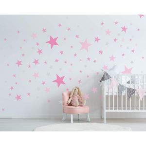 ERYI-50 Stickers Muraux Étoiles Pour La Chambre Des Enfants - Ensemble D'Autocollants Muraux - Bébé Ciel Étoilé À Coller Sur La Décoration Murale Autocollant - Rose - Neuf
