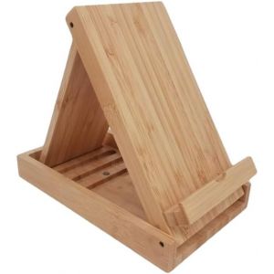 Kalanka-Support Universel Multi-Angle Pliable En Bois De Bambou Pour Smartphone Et Tablette - Neuf