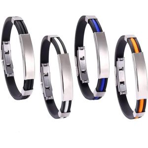 4pcs Bricolage Lettrage Bracelet Des Hommes De Titane Acier Bracelet En Silicone Bracelet En Acier Inoxydable Bracelet Étoile - Neuf