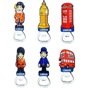 Letnerny-Lot De 6 D&eacute;capsuleurs Souvenir De Londres &iquest; Lot De 6 Motifs D'ic&ocirc;nes Britanniques | Bus Rouge, Big Ben, Cabine T&eacute;l&eacute;phonique, Garde Royale Et Policier | Cadeau De Voyage Britannique Amusant - Neuf