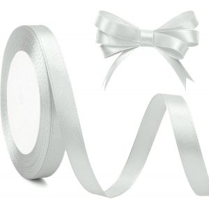 Ruban Argenté Gris 10mm X 25 Yards - Satin Cadeau Maitresse D'école Fin D'année - Soie Rouleau Pour Papier Anniversaire, Tissu Fête, Gâteaux, L'artisanat De Décoration - Neuf