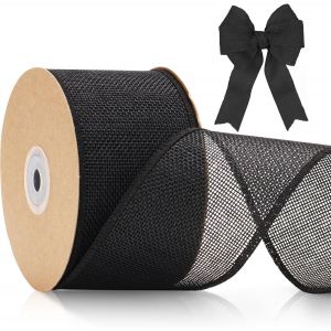 Kal-Ruban De Jute De 6 Cm De Large, 10 M De Toile De Jute Vintage Noir Avec Fil, Ruban Décoratif En Toile De Jute Filaire U2013 Pour Travaux Manuels, N?Uds, Deuil, Décoration De Pâques - Neuf