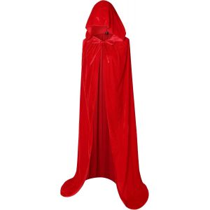 (Rouge, 170 Cm) De Long En Velours Cagoule Pour Costume D'halloween - Neuf