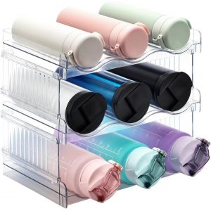 Tianyi-3 Niveaux Porte Bouteilles Empilable - Range-Bouteille Pour Frigo Range Bouteille Vin Pour Cong&eacute;lateur Placard Cuisine Bouteille Rangement Armoire Cuisine Organisateur Pour Comptoir - Neuf