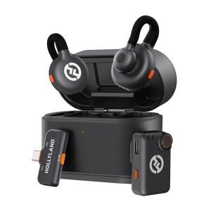 Microphone Lavalier Sans Fil Mini Hollyland LARK M2S – Ultra Léger 7g, Portée 300m, Autonomie 30h, Réduction de Bruit, Clip Titane, USB-C, Contrôle via Appli - Neuf