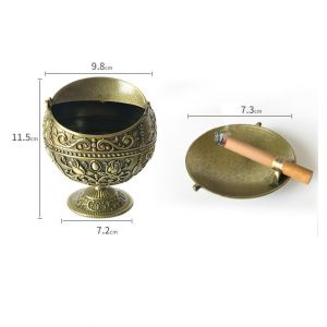Cendrier perméable rétro créatif avec couvercle pour cigarettes, cendrier portable en métal, éliminateur d'odeurs, cendrier rose pour extérieur et intérieur (cuivre rouge) - Neuf