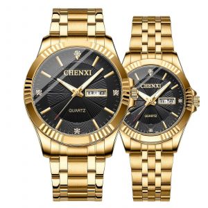 Montres De Luxe Pour Couple, En Acier Inoxydable, Pour Lui Et Pour Elle, Avec Diamants, A Quartz Analogique. Coffret - Neuf