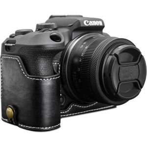 MEVRONISSHOP-EOS R10 &Eacute;tui - Demi-&eacute;tui en Cuir PU de qualit&eacute; pour Appareil Photo num&eacute;rique sans Miroir Canon EOS R10 - Housse pour Canon EOSR10 - Noir - Neuf