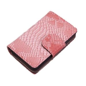 Pochette en cuir texturé python portefeuille-fermeture éclair en relief,dames - Neuf