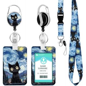 KALANKA-Porte Badge avec Cordon,Tour de Cou Badge avec Porte-Cartes,Porte Badge Enrouleur, Strap Neck avec Swivel Lobster Clasp pour Porte Badges d'Identification - Neuf