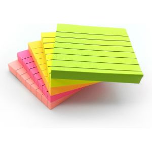 Eryi-Post-It Sticky Notes Bright | Blocs-Notes Lignés | Liste De Tâches | Blocs-Notes Pour La Maison, Le Bureau Et L'école | Blocs Mémo | Lot De 4 | 76mm X 76mm 100 Feuilles Par Bloc - Neuf
