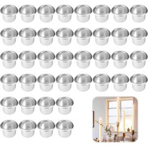 KALANKA-40 Pièces Aluminium Insert de Bougeoir Noël, 22mm Bougie Buses Métal Supports, Aluminium Insert de Bougeoir Support, Bougeoir en Métal Petit, Bougies Support Bougie pour Bougies Chauffe-Plat - Neuf