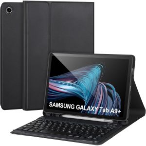 Étui De Clavier Pour Samsung Galaxy Tab A9 Plus/A9+ 5g 11"" 2023 Modèle (Sm-X210/X216/X218), Couverture De Clavier Magnétique Avec Clavier Bluetooth Amovible Sans Fil, Noir[Z992] - Neuf