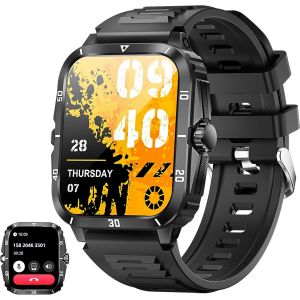 Pakrys Montre Intelligente Pour Homme, Montre Connectée Militaire Pour Homme Avec Appels Bluetooth 2.0"", 110 Modes Sportifs/430 Mah/Sommeil/Moniteur De Fréquence Cardiaque Pour Android Ios (Noir - Neuf