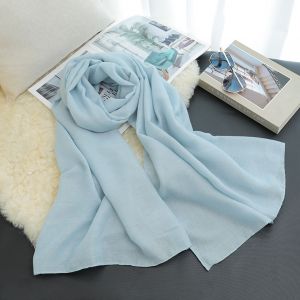 Femmes Été Écharpe Grande Longue Légère Plage Gaze Châle Enveloppement Couleur Unie Mince Long Châle Usage Quotidien-Bleu Clair - Neuf