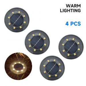 Spot Lumineux Led Solaire Encastrable Dans Le Sol,Imperméable Conforme À La Norme Ip68,Éclairage D'extérieur- Warm Light-4 Pcs -A - Neuf