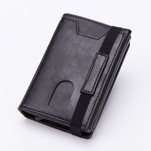 Portefeuille homme en cuir véritable avec compartiment pour pièces et billets et porte-cartes bancaires anti-piratage pour petit porte-monnaie homme, porte-cartes RFID - Neuf
