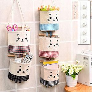 Lot De 5 Jolis Sacs De Rangement Suspendus, Pochettes De Rangement Imperméables En Coton Et Jute, Sacs De Rangement Pour Chambre, Salle De Bain, Cuisine - Neuf