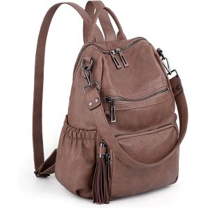 KALANKA-Femme Sac porté Dos Anti-Vol Sac à Main porté épaule Glands Multi Compartiment PU Cuir lavé - Neuf