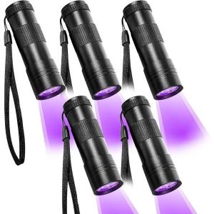 Lot De 5 Mini Lampes De Poche Led Uv Portables - Lampe Torche Polyvalente À Lumière Violette Pour La Détection Des Taches, Le Contrôle De L'hygiène Et Les Applications De Sécurité - Neuf