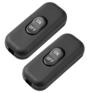 Lot de 2 interrupteurs à bascule en ligne-6 A-250 V-Pour câbles d'alimentation à 2 et 3 fils-Compatible avec tous les types de lampes électriques-Noir - Neuf