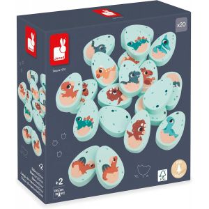 ChenQuanSarl-Jeu De M&eacute;mo Dino - 20 Pi&egrave;ces En Bois En Forme D'?ufs Dino - 10 Paires De B&eacute;b&eacute;s Dinosaures - Jeu De M&eacute;moire Enfant - D&egrave;s 24 Mois, J05826 - Neuf