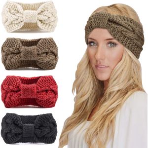 4 Pi&egrave;ces Bandeau Cheveux Pour Femme Bandeaux Hiver Serre-T&ecirc;te Tricot&eacute; Oreille R&eacute;chauffeur Chaud Nou&eacute; Bande Elastique Cheveux Pour Femmes Filles - Neuf
