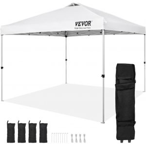 Ulteronixshop-Tonnelle Pop-Up 304,8x304,8 Cm Tonnelle Auvent Jardin B&acirc;che Enduit Argent&eacute; Pu 250d Sac &Agrave; Roulettes Portable 4 Sacs De Sable Abri Solaire Imperm&eacute;able Pour Plein Air, Plage, F&ecirc;te, Camping, Blanc - Neuf