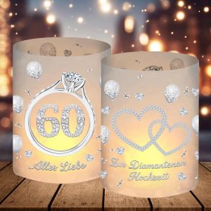 Lot de 12 photophores décoratifs de table,décoration de mariage diamant,cadeau de mariage,60 ans de mariage,convient pour bougies chauffe-plat ou bougies - Neuf