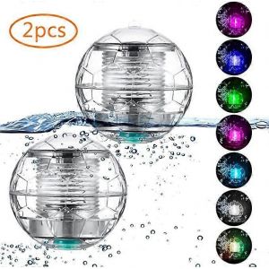 Pack Avec 2 Lumières De Piscine Solaires,Éclairage De Piscine,Lampes De Natation D'eau,Boule De Natation Solaire Wat - Neuf