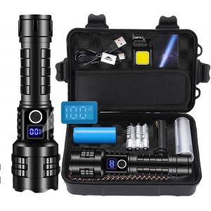 Dool-Lampe Torche Led Ultra Puissante 500000 Lumens Rechargeable Usb-Torche Tactique 1500m De Portée,Ip67 Étanche,5 Modes Pour Camping,Randonnée,Survie,Urgence - Neuf