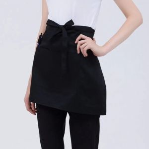 Tablier De Cuisine Demi-Taille À Double Évent Pour Femmes Et Hommes,Court,Antisalissure,Travail,Bar,Pub,Serveuse,73.Black-Pen Ring. - Neuf