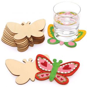 Kalanka-Sous Verre En Bois En Forme De Papillon - Lot De 10, Loisirs Créatifs Bois (Fc812) - Neuf