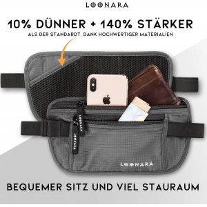 TIANYI-Sac Banane Plat RFID, Gris, 25 cm x 13 cm x 13 cm, Ceinture Porte-Monnaie - Neuf