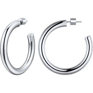 Boucle D Oreille Creole Femme 30/40/60 Mm Acier Inoxydable Boucles Doreilles Tube Grande Epaisse Demi Cr&eacute;oles - Neuf