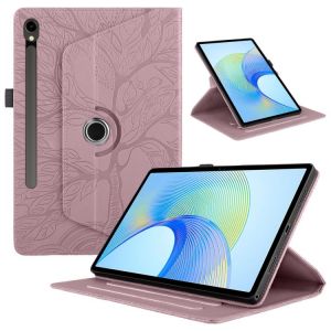 &Eacute;tui en cuir intelligent rotatif Tree Life emboss&eacute; pour Samsung Galaxy Tab S10 FE+, Or rose - Neuf