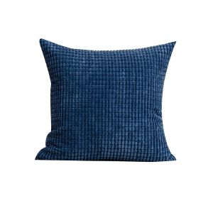 Housse De Coussin En Velours C&ocirc;tel&eacute; Bleu Marine 45x45 Cm Pour La D&eacute;coration Int&eacute;rieure - Neuf