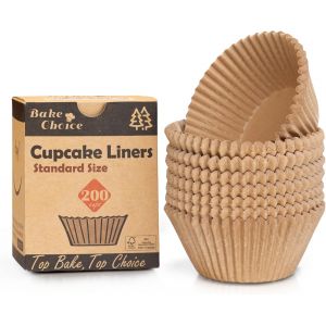 Kalanka-Caissette Muffins Papier,200 Pi&egrave;ces Standard,Naturel Moule Muffins Papier,Parchemin R&eacute;sistant &Agrave; La Graisse & Non Blanchi,Pour F&ecirc;tes & Anniversaires & Mariages & P&acirc;tisserie,Dimensions Standard - Neuf