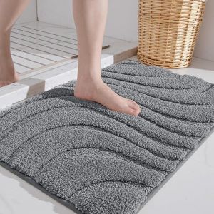 Tapis de bain 40 x 60 cm, gris fonc&eacute;, en microfibre, antid&eacute;rapant, ultra-absorbant et doux. - Neuf