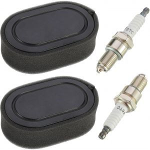 YEMAESRE-2 Pièces Filtre À Air Tondeuse À Gazon Et 2 Pièces Bougies D'Allumage, Pour Les Moteurs Briggs & Stratton 550E 550Ex Eco-Plus 575Ex Remplace 798339 798452 593260 093000Er 09P0000Er Avec Épon - Neuf